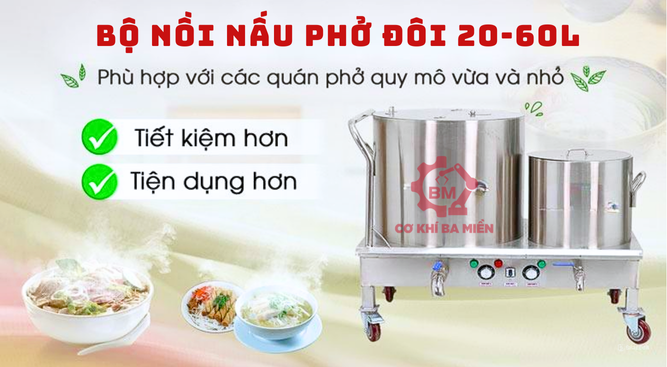 Bộ nồi nấu phở đôi 20-60L